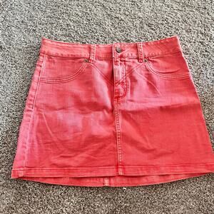 Loguin Mini Skirt Denim Salmon Pink Orange Size 12